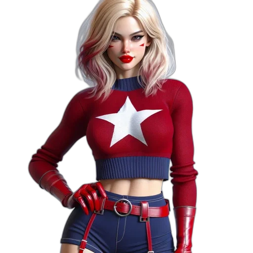 comic book art, concept art, 3d render, cartoon, 3d-rendered, female, character, blonde transparent PNG cut-out