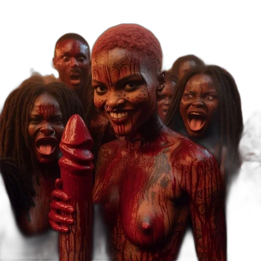creature, concept art, 3d render, photorealistic, comic book art, red, african, community transparent PNG cut-out