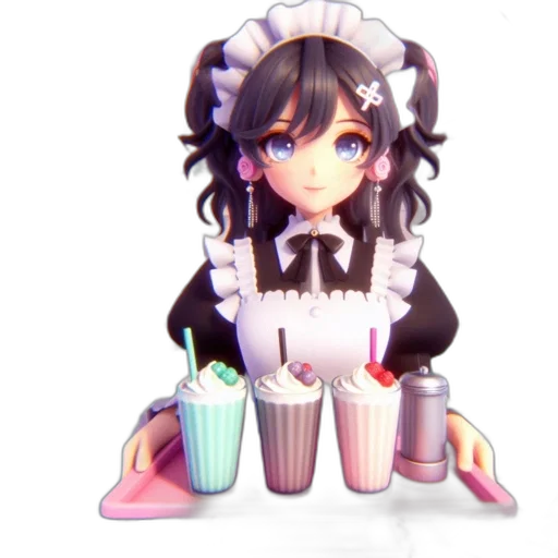 food, staff, robot, dress, 3d render, pixel art, anime, vaporwave transparent PNG cut-out