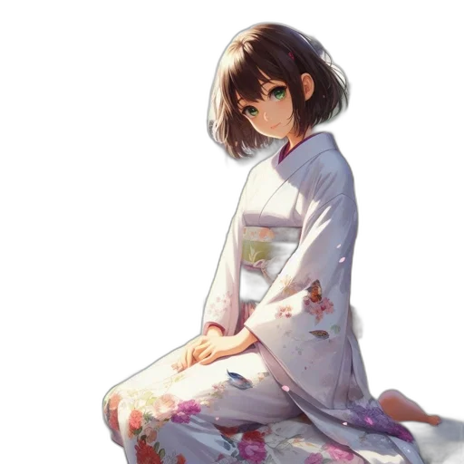 dress, staff, flower, face, anime, concept art, watercolor, pixel art transparent PNG cut-out