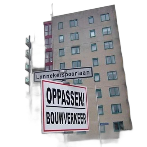 building, weapon, 3d render, city street, sign, dutch, warns, pedestrians transparent PNG cut-out