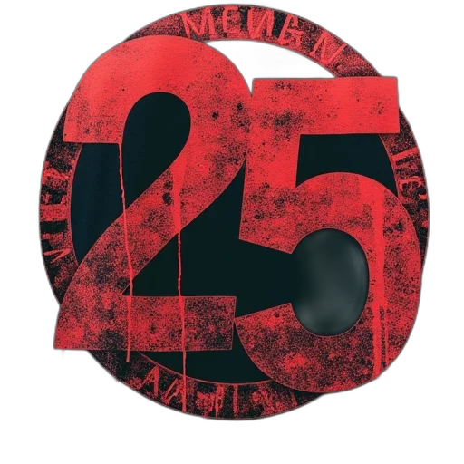 3d render, 25th, anniversary, metal transparent PNG cut-out