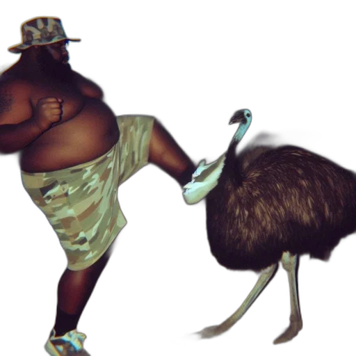 animal, hat, creature, staff, concept art, man, camouflage, shorts transparent PNG cut-out