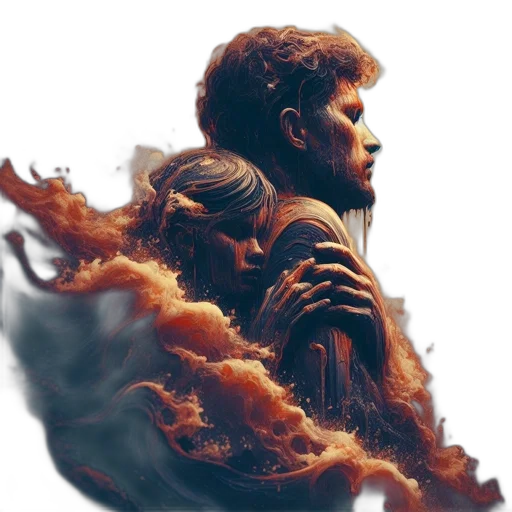 dragon, concept art, fantasy art, photorealistic, comic book art, fire, two, entwined transparent PNG cut-out