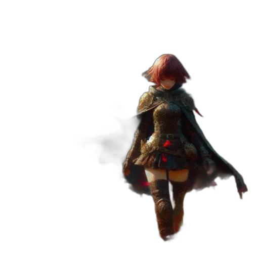 weapon, sword, jacket, dress, concept art, fantasy art, 3d render, pixel art transparent PNG cut-out