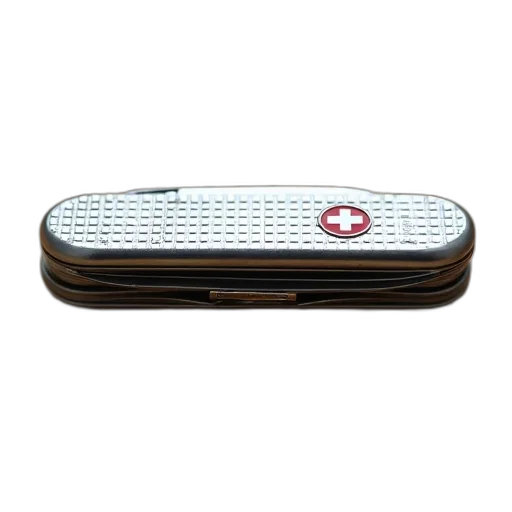 staff, silver, swiss, army, knife, patterned, handle, lying transparent PNG cut-out