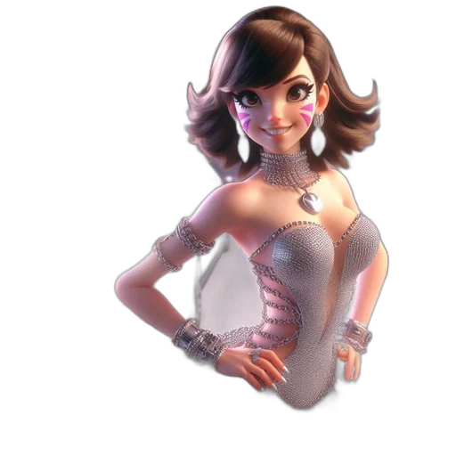 dress, jewelry, robot, staff, 3d render, concept art, fantasy art, cartoon transparent PNG cut-out