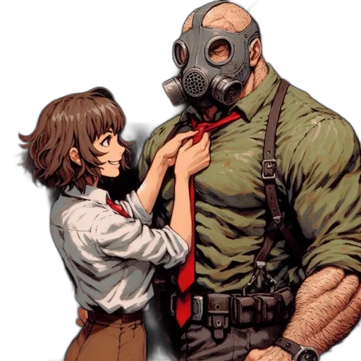 mask, jacket, comic book art, concept art, cyberpunk, watercolor, fire, woman transparent PNG cut-out