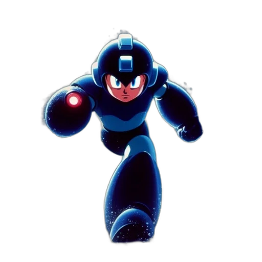 robot, concept art, 3d render, comic book art, pixel art, mega, man, video transparent PNG cut-out