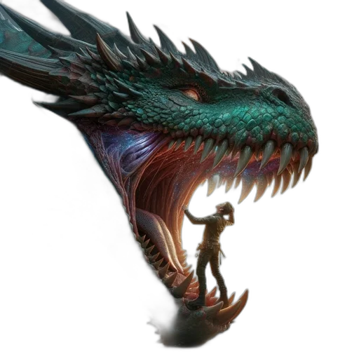 dragon, creature, staff, animal, concept art, fantasy art, 3d render, photorealistic transparent PNG cut-out