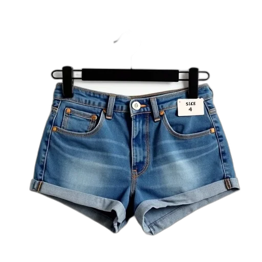 pair, blue, denim, shorts, button, fly, belt, loops transparent PNG cut-out