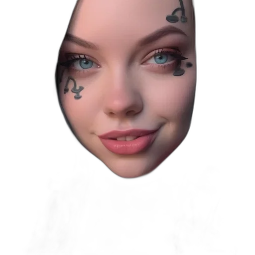 face, mask, creature, robot, photorealistic, 3d render, concept art, cartoon transparent PNG cut-out