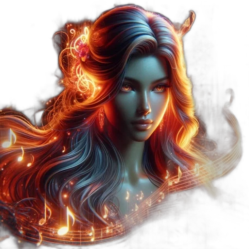 face, fantasy art, concept art, photorealistic, pixel art, fire, neon lights, outer space transparent PNG cut-out