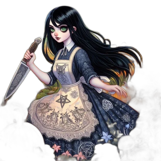 dress, staff, sword, weapon, fantasy art, concept art, anime, comic book art transparent PNG cut-out