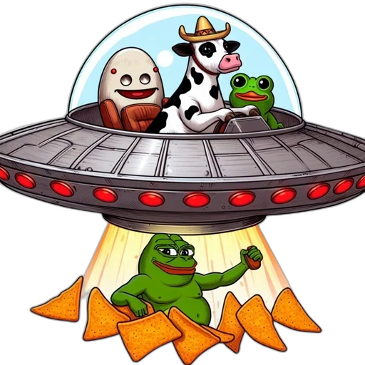 hat, concept art, pixel art, outer space, ufo, egg, cow, frog transparent PNG cut-out