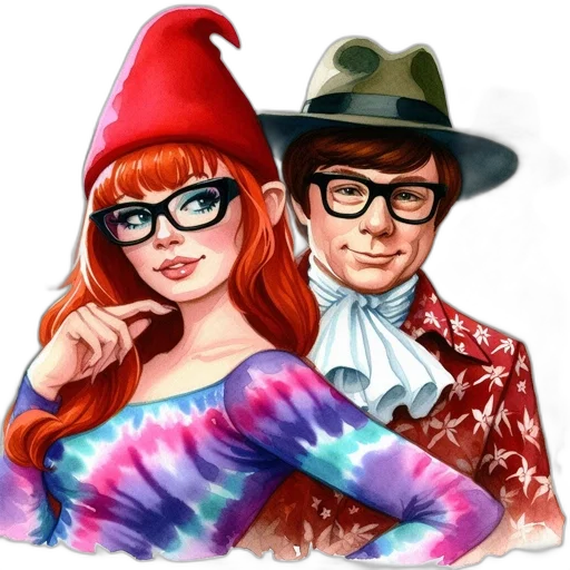 hat, dress, cartoon, fantasy art, comic book art, pixel art, fire, two transparent PNG cut-out