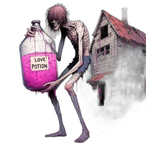 creature, bottle, food, animal, concept art, fantasy art, comic book art, watercolor transparent PNG cut-out