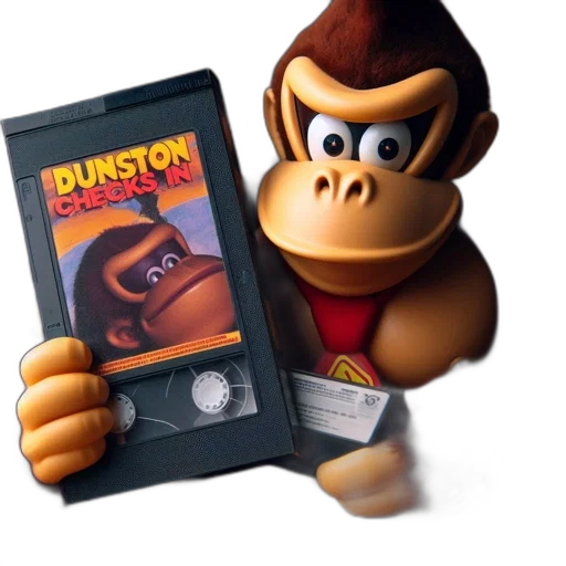animal, concept art, donkey, kong, plush, toy, holds, labelled transparent PNG cut-out