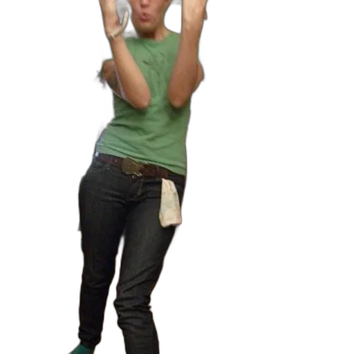 staff, jacket, 3d render, concept art, green, person, shirt, jeans transparent PNG cut-out
