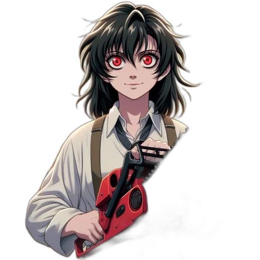 staff, weapon, jacket, face, anime, cartoon, pixel art, concept art transparent PNG cut-out