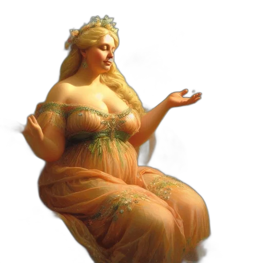 dress, jewelry, crown, staff, concept art, fantasy art, oil painting, photorealistic transparent PNG cut-out