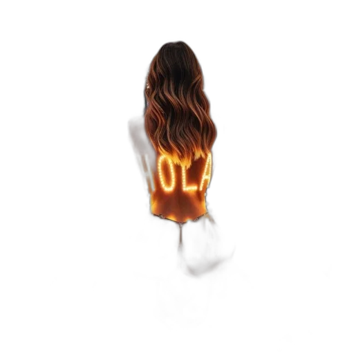 hair, jacket, dress, jewelry, 3d render, concept art, neon lights, fire transparent PNG cut-out