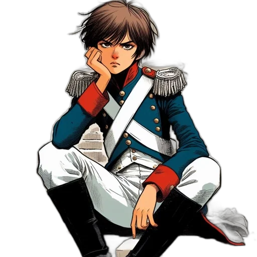 jacket, staff, concept art, pixel art, anime, comic book art, image, shows transparent PNG cut-out