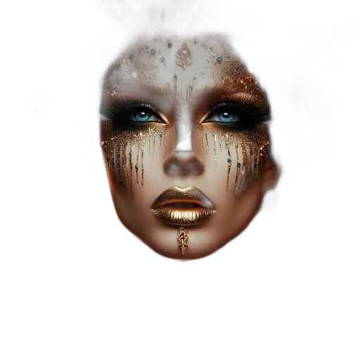 mask, face, jewelry, creature, fantasy art, photorealistic, 3d render, concept art transparent PNG cut-out