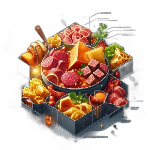 food, jewelry, concept art, photorealistic, pixel art, 3d render, colorful, isometric transparent PNG cut-out