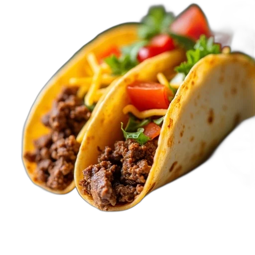 food, photorealistic, 3d render, close-up, view, taco, crispy, tortilla transparent PNG cut-out