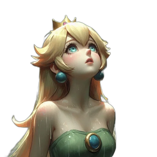 crown, dress, face, staff, concept art, fantasy art, anime, 3d render transparent PNG cut-out