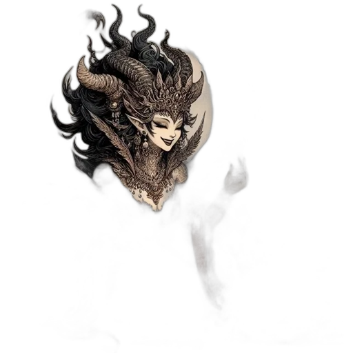 mask, dragon, hair, crown, fantasy art, concept art, comic book art, 3d render transparent PNG cut-out