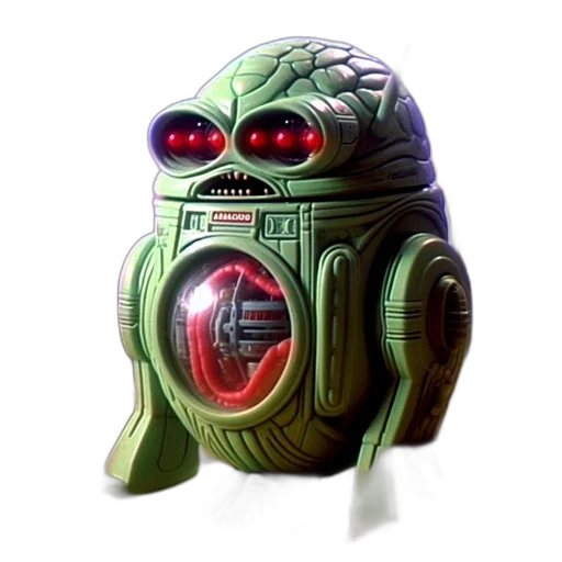 robot, mask, creature, staff, 3d render, concept art, photorealistic, cyberpunk transparent PNG cut-out