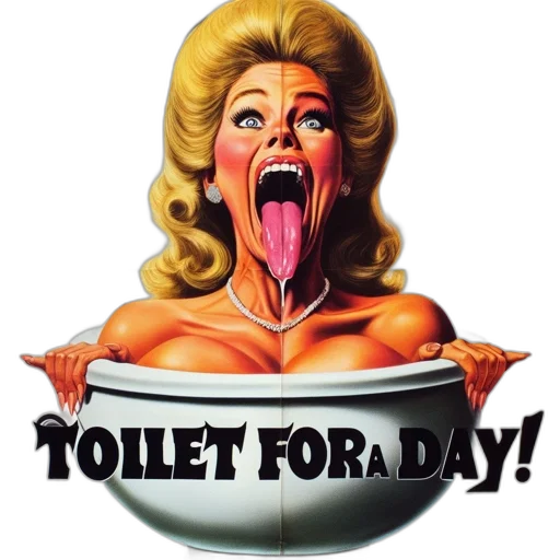 poster, film, toilet, day, displays, exaggerated, illustration, woman transparent PNG cut-out