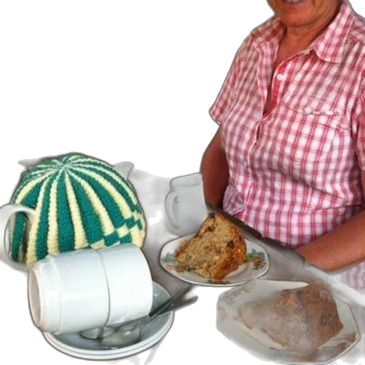 food, mask, hat, woman, red, white, checkered, shirt transparent PNG cut-out