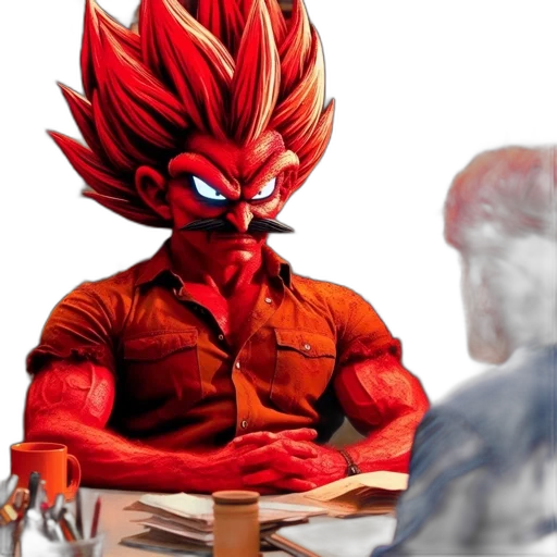 creature, hair, concept art, 3d render, comic book art, anime, fire, red-skinned transparent PNG cut-out