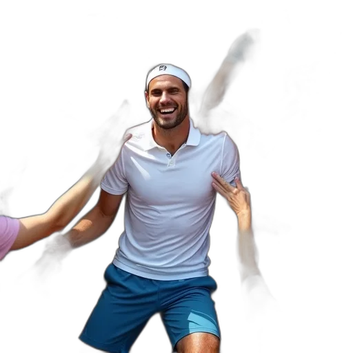 photorealistic, 3d render, concept art, tennis, player, being, mobbed, crowd transparent PNG cut-out