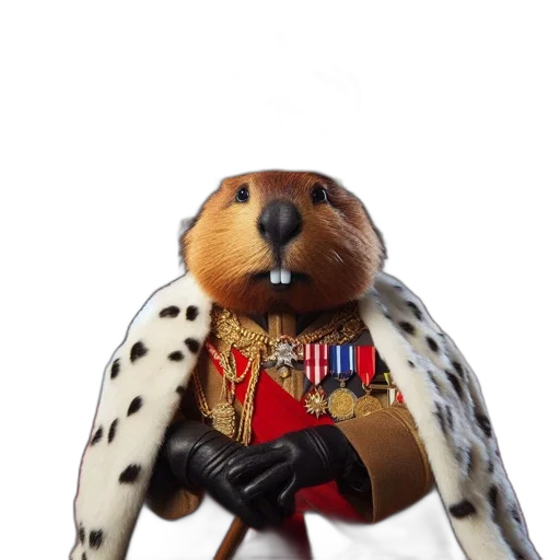 animal, staff, crown, jacket, 3d render, concept art, photorealistic, cartoon transparent PNG cut-out