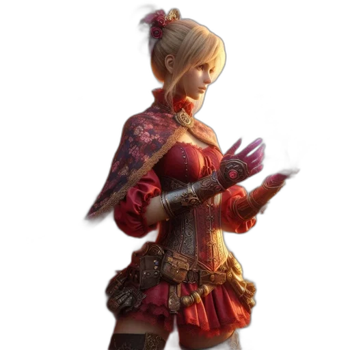 staff, weapon, dress, concept art, fantasy art, 3d render, pixel art, red transparent PNG cut-out