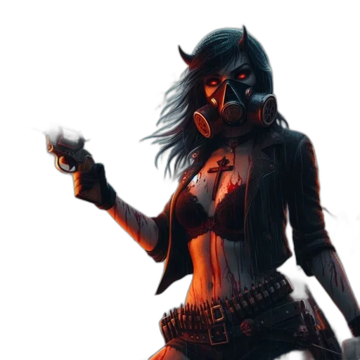 mask, weapon, staff, concept art, cyberpunk, fantasy art, comic book art, fire transparent PNG cut-out