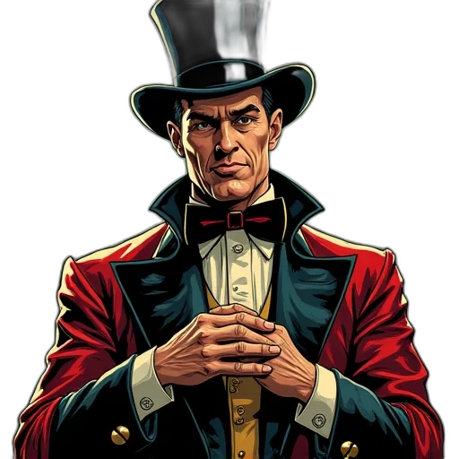 staff, hat, jacket, comic book art transparent PNG cut-out