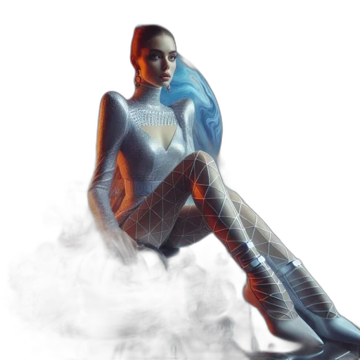 jacket, robot, dress, concept art, photorealistic, 3d render, fantasy art, outer space transparent PNG cut-out