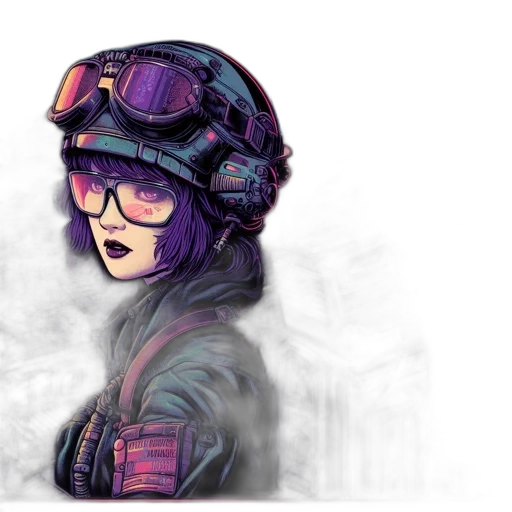 jacket, face, cyberpunk, concept art, comic book art, fantasy art, outer space, colorful transparent PNG cut-out