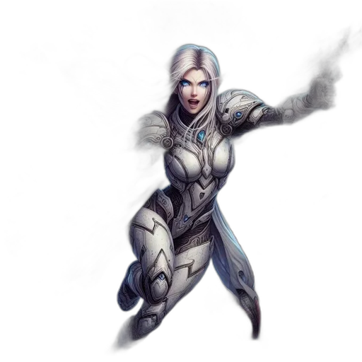 weapon, sword, concept art, fantasy art, comic book art, pixel art, female, elf-like transparent PNG cut-out