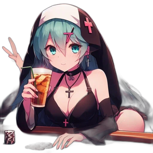 weapon, dress, robot, staff, anime, pixel art, vaporwave, concept art transparent PNG cut-out