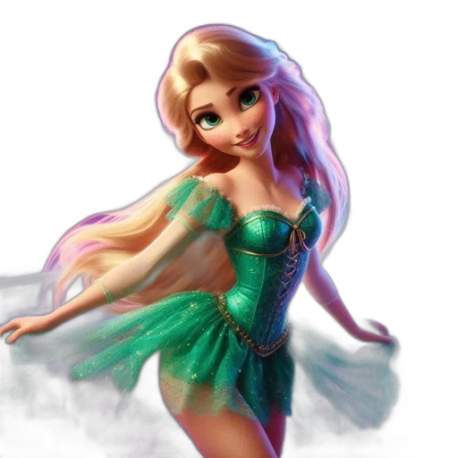 dress, fantasy art, concept art, 3d render, photorealistic, underwater, green, subject transparent PNG cut-out
