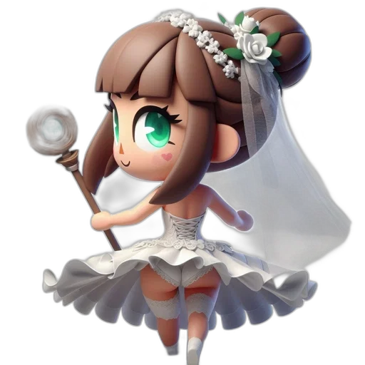 dress, staff, weapon, crown, 3d render, concept art, pixel art, anime transparent PNG cut-out