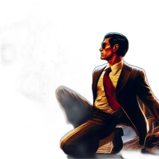 jacket, staff, comic book art, concept art, photorealistic, 3d render, neon lights, red transparent PNG cut-out