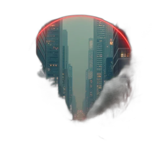 robot, hat, mask, building, cyberpunk, concept art, pixel art, 3d render transparent PNG cut-out