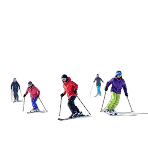 staff, 3d render, concept art, photorealistic, snow, group, people, skiing transparent PNG cut-out